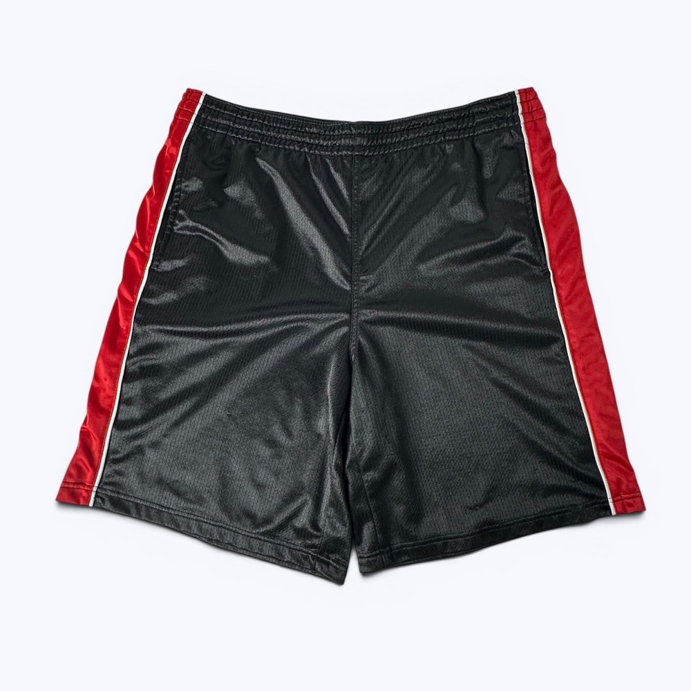 Vintage Y2K Open Trails Baggy Mesh Basketball Shorts Black Red Athletic Mens L